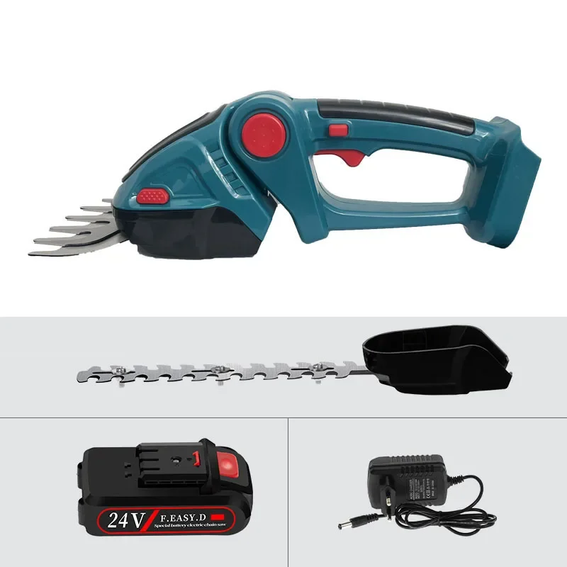 

24V Battery Power Electric Hedge Trimmer 2 Functions Cordless Single Handheld Lawn Mower Portable Garden Pruning Shear Secateurs