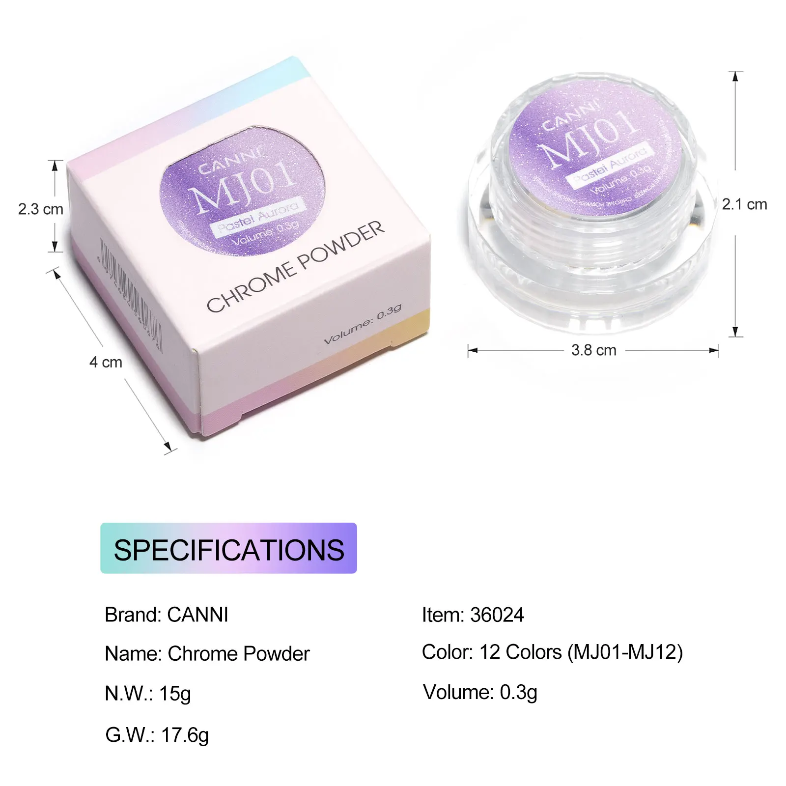 CANNI Chrom-Puder Top Coat 9ml Spiegel-Metallic Magischer Farbeffekt Nagelpigment für Gel-Nagellack Nageldekoration – Detail 8