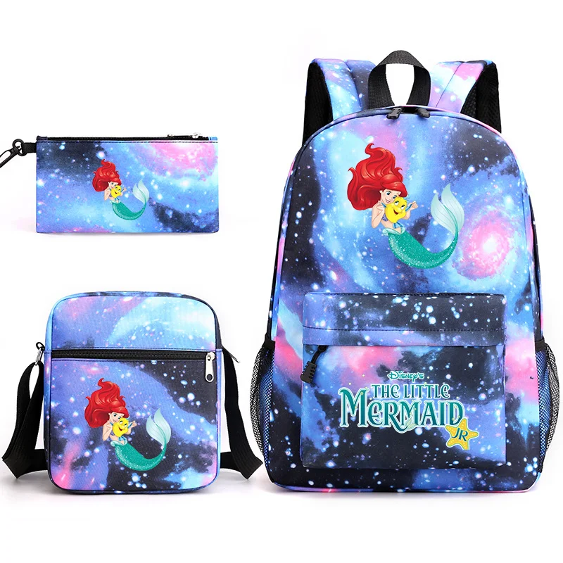 

3pcs The Little Mermaid Bookbag Kids Backpack Student Boys Girls School bags Shoulder Bag Set Daily Backpacks Mochilas