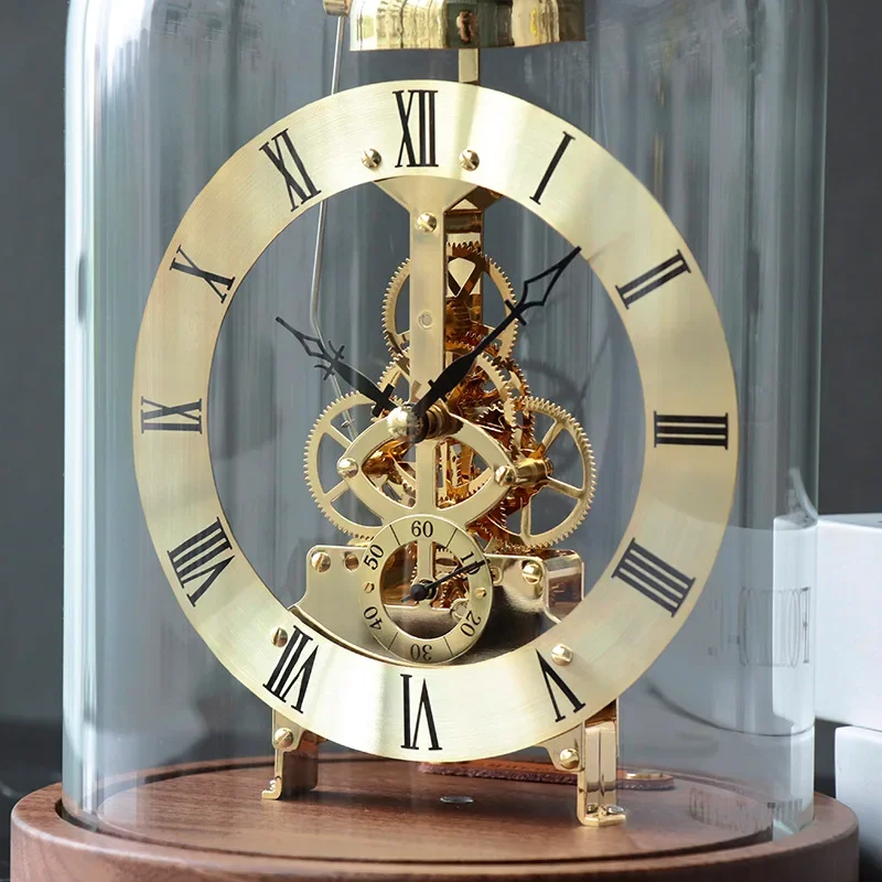 New Black Walnut Solid Wood Luminous Light Desk Clock: Lingjing Time Mechanical Movement Hotel Villa Model Room