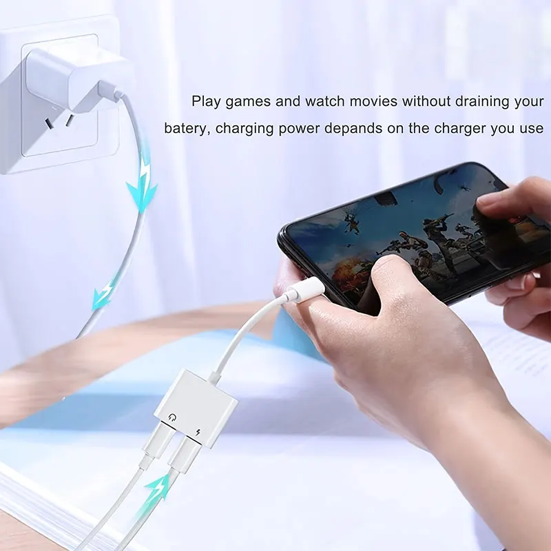 2-in-1 Audio Adapter USB C to 3 5 mm Jack Type-C Charging 3.5mm Aux Cable Wired Headphones Connector