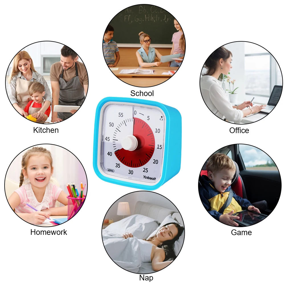 Time Management Tool with Night Light Kids Alarm Clock Silent Mode 60 Minute Visual Timer Countdown Timer with Protective Case