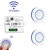 433MHz Wireless Remote Control Light Switch 10A 100-240V Relay Controller Mini Round Button Wall Panel Switch For Lighting Led