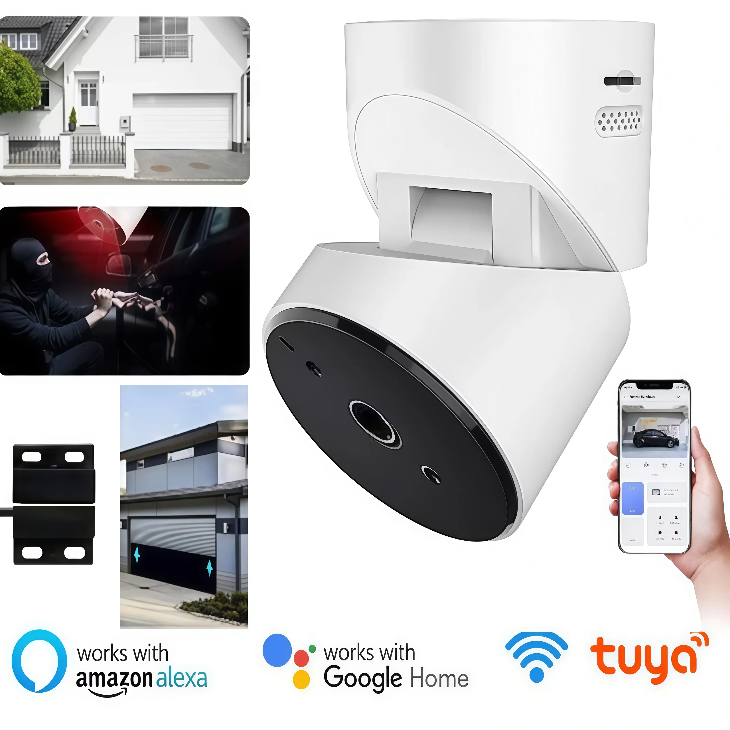 Alexa Google Home Automatic Remote Control WiFi Tuya Smart Garage Door Opener Camera