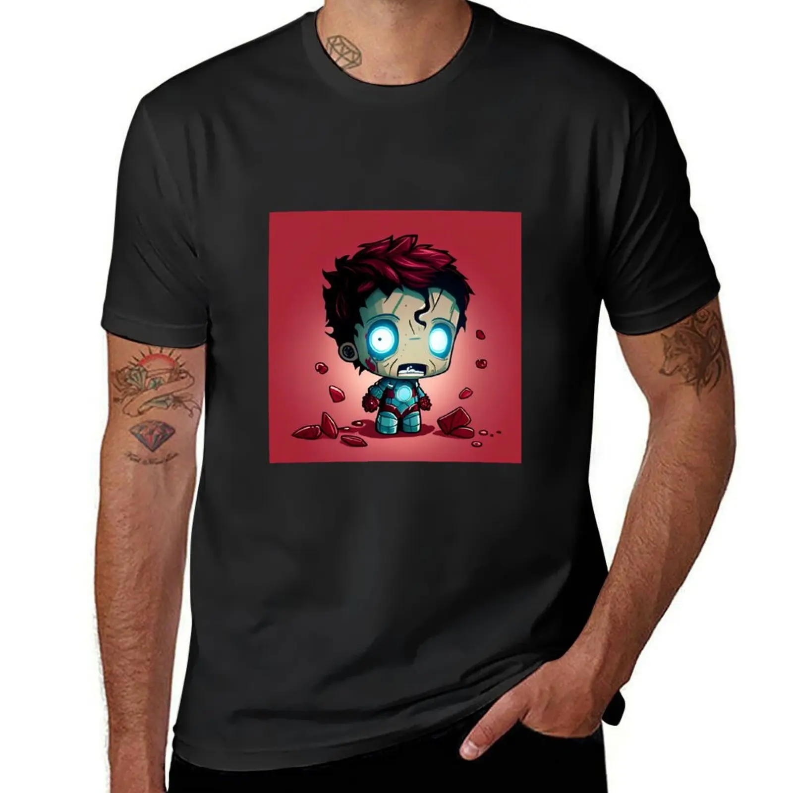 Iron Boy Chibi Horror T-Shirt customizeds tees Short sleeve tee mens t shirt