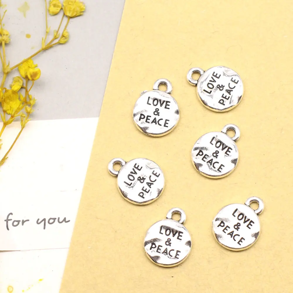 

20pcs 10x14mm LOVE PEACE Charms Pendant Diy Craft Jewelry Diy Antique Silver Color