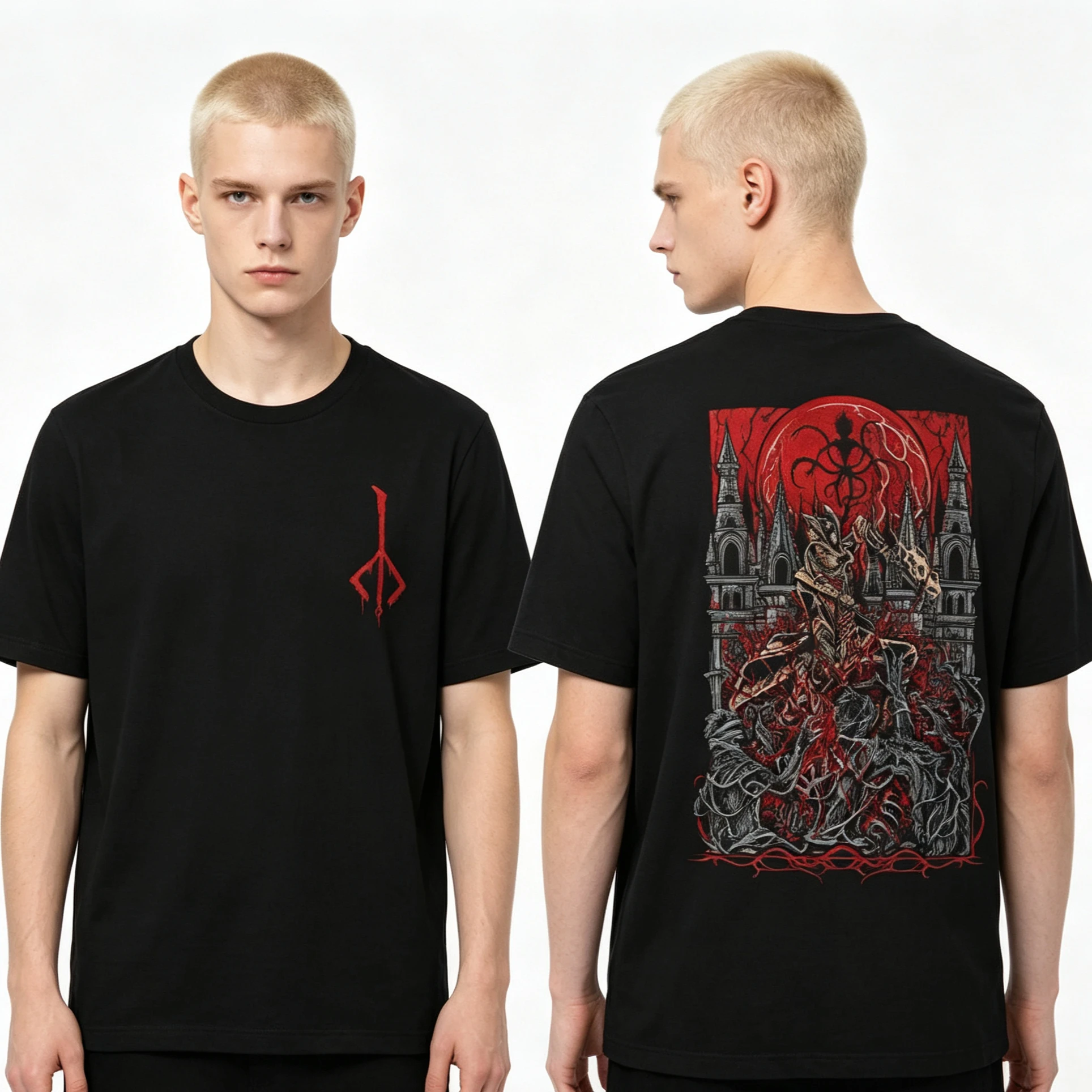 Hot Sale Bloodborne Drippy Souls Vicar Amelia Grim T-shirt Y2K Men Women Harajuku T-shirt Hip Hop Streetwear Oversized T-shirt