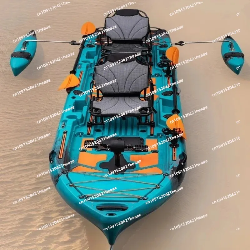 

Двухместный трехсекционный водонепроницаемый каяк с педальным приводом для рыбалки и активного отдыха, идеальный для водного туризма, серфинга и активного отдыха на воде.