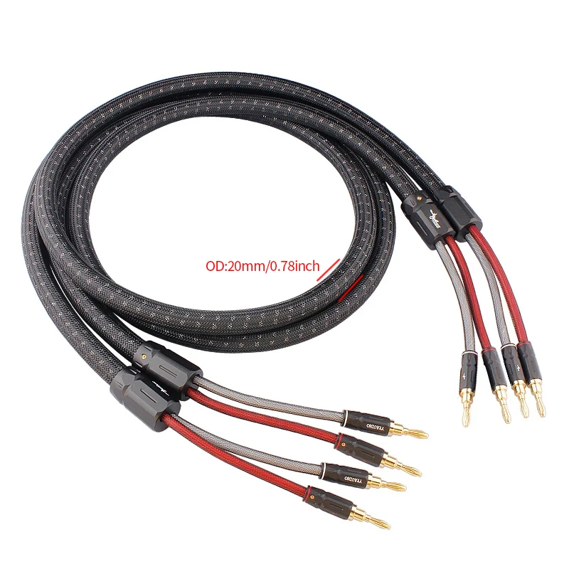 HIFI high-end speaker wire, single crystal copper silver-plated main audio dedicated wire, speaker connection wire one pair