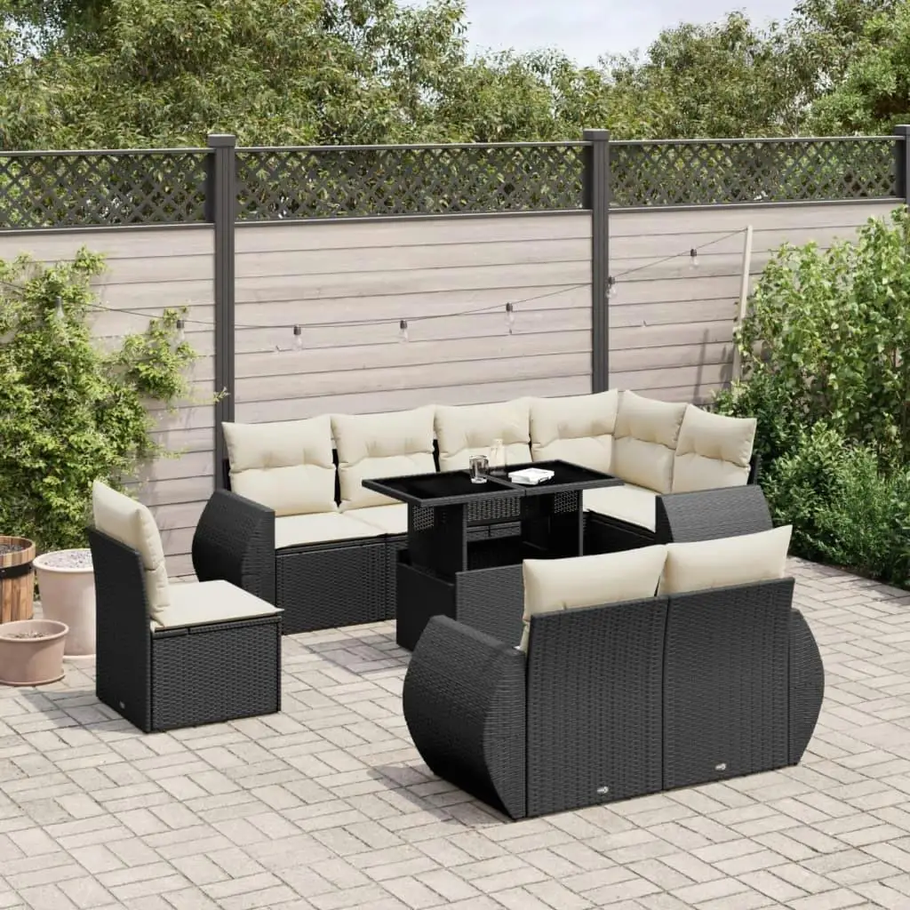 

Elegant Black and Cream White Garden Sofa Set for Outdoor Relaxation Stylish Patio Furniture Comfortable Seating Arrangement