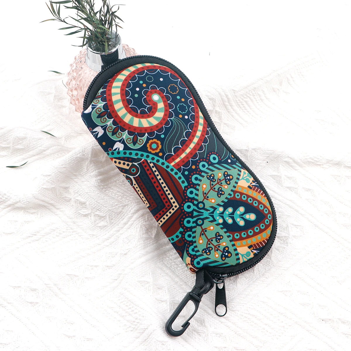 الزهور الملونة نظارات الحالات غطاء النظارات الشمسية حالة خمر يطبع عباد الشمس نظارات مربع مع سحاب حالات النظارات المحمولة #2