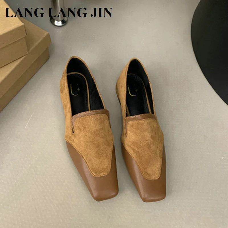 2024 Mode Vierkante Neus Flats Ballet Schoenen Vrouw Herfst Winter Mary Jane Schoenen Dames Elegante Loafers Casual Mocassins Ballerina