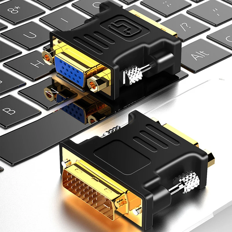 Adapter DVI na VGA DVI-I męski 24+5-pinowy na VGA żeński Konwerter karty graficznej 1080P do projektora HDTV PC