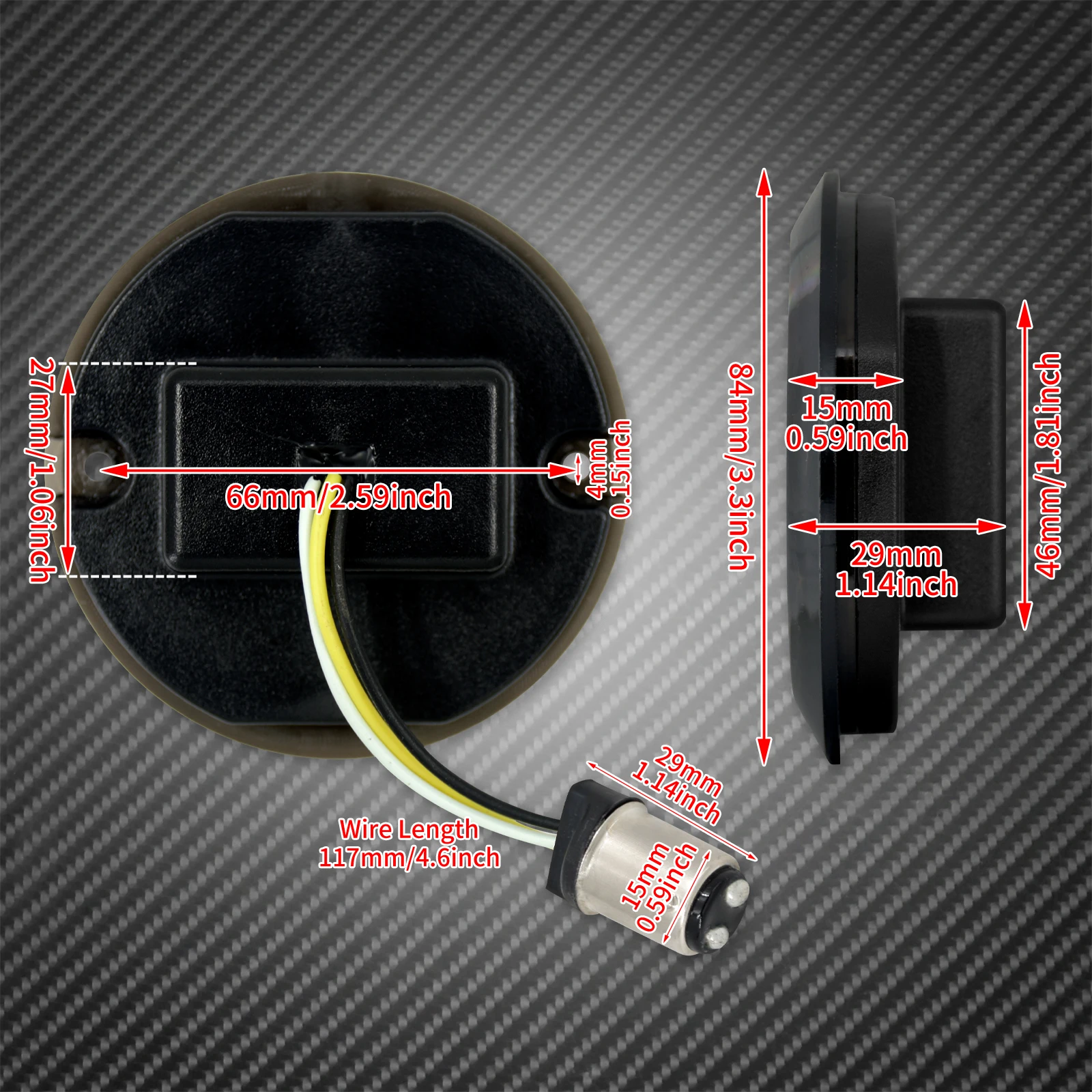 Motorcycle 3-1/4 Inch LED Turn Signal Kit Flat 1157 Double Base Front Running Indicator Light Lamp For Harley Touring Softail FL