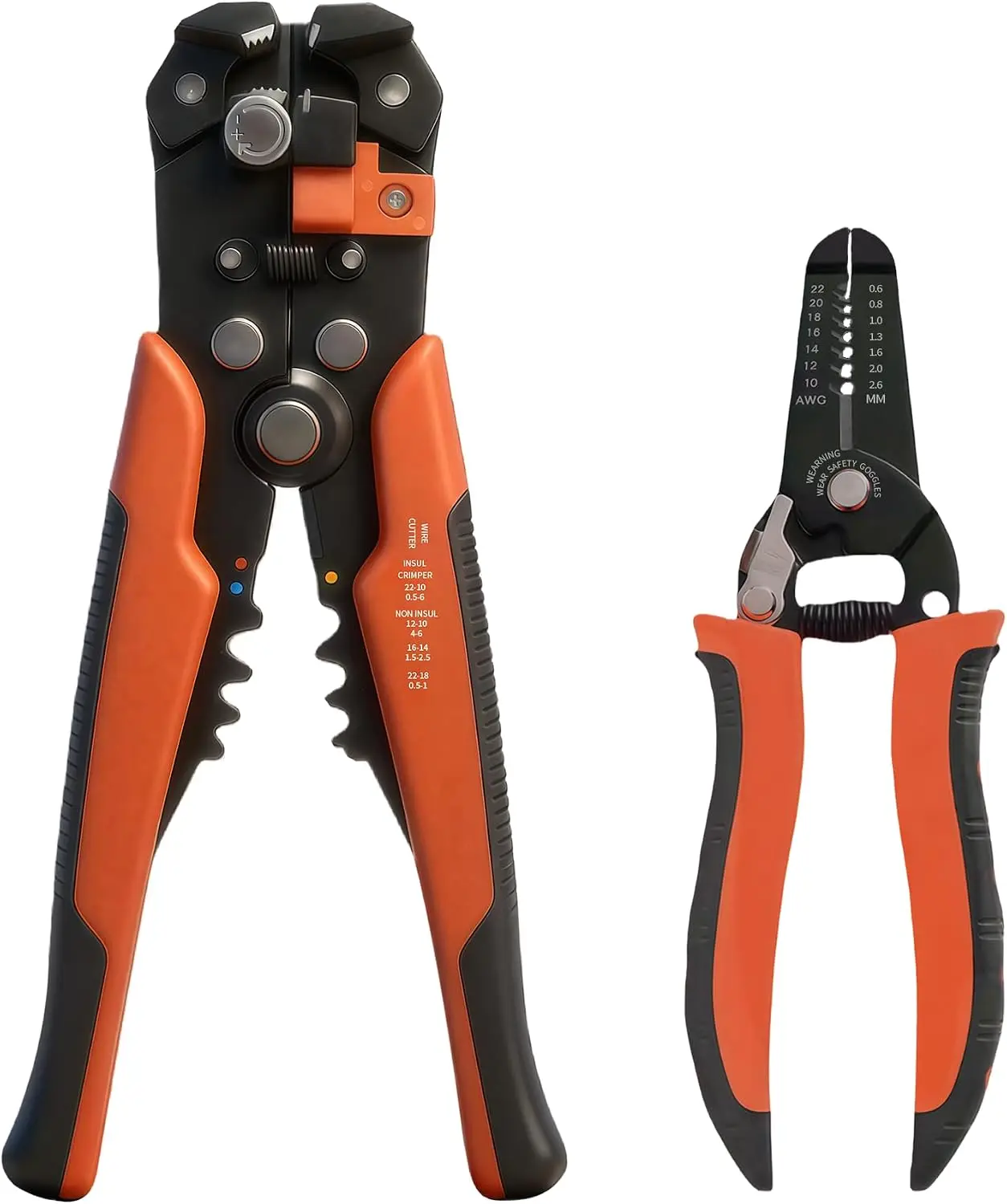 2-Pcs Wire Stripper and Cutter Tool Set, Automatic Wire Stripper (10-24 AWG) & Manual Precision Stripping Tool for Professional Electrician, DIY Home Renovation, Automotive Wiring