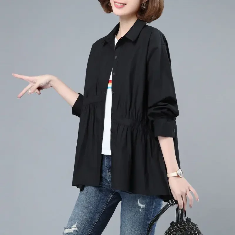 

Middle-Aged Mother Shirt Coat Cotton Loose Fit Stylish Age-Reducing