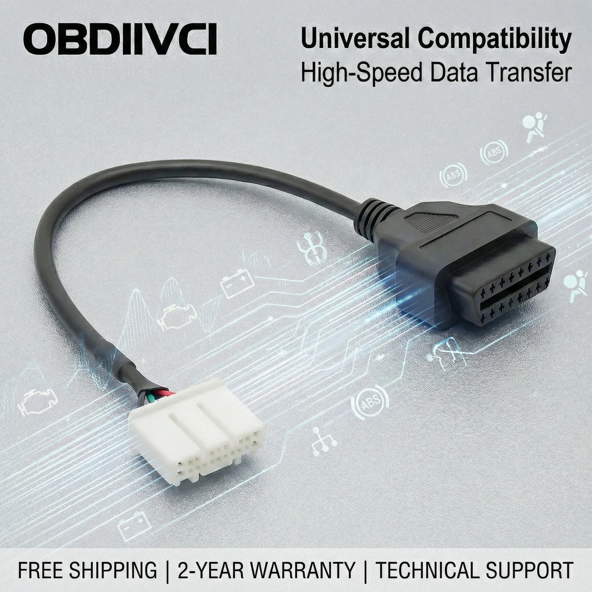 OBDIIVCI OBD2 Cable For TSL Model 3 OBD Diagnostic Car Tools 12/20/26Pin Male Female to 16Pin Cable for Tesla Auto Adapter