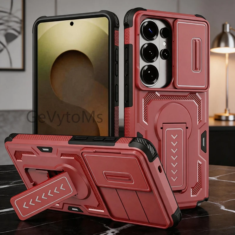 Heavy Duty Slide Camera Cover For Samsung Galaxy S26 Ultra S26Ultra Military Kickstand Armor Case For Samsung S26 Ultra Cases