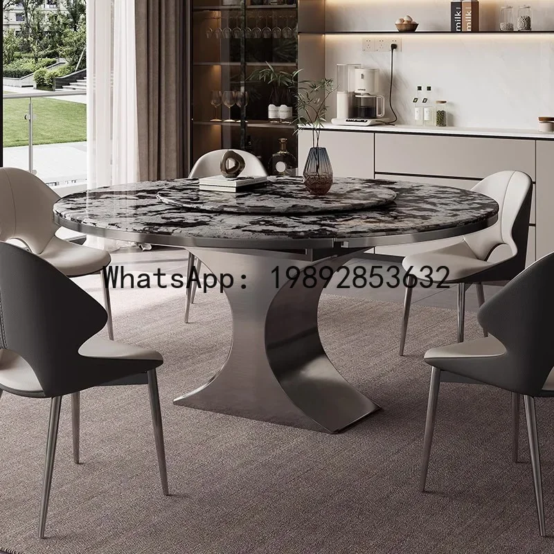 H5.18 extendable marble dining table - round, with rotating center, ideal for small spaces view 3