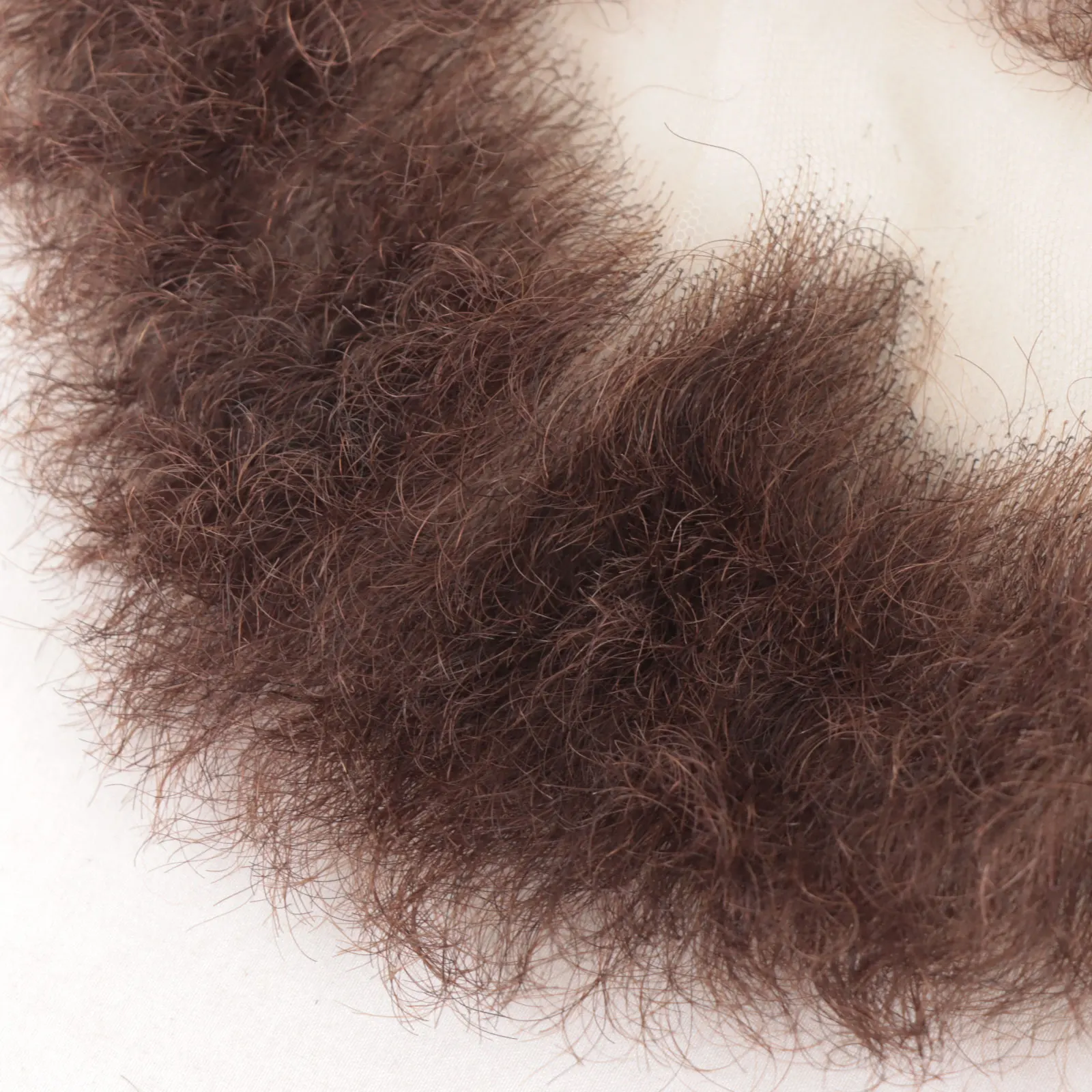 Brown Curly Fake Beard 100% Human Hair Realistic False Beard Lace Invisible Fake Mustache for Men Makeup Facial Hair