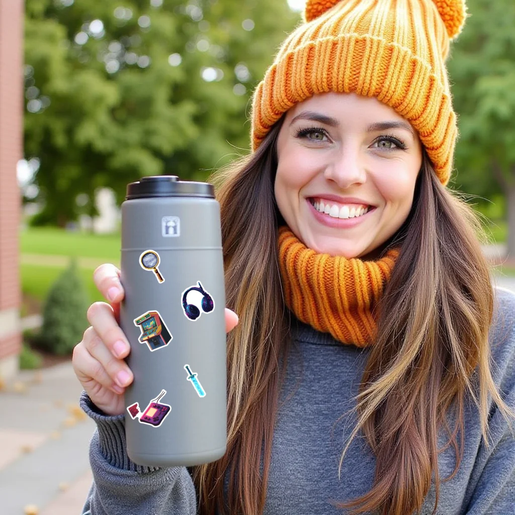 

35-100 шт. наклейки, маленькие игровые кости, пиксельные наклейки, фантастические наклейки для ноутбука, школьная сумка, бутылка с водой