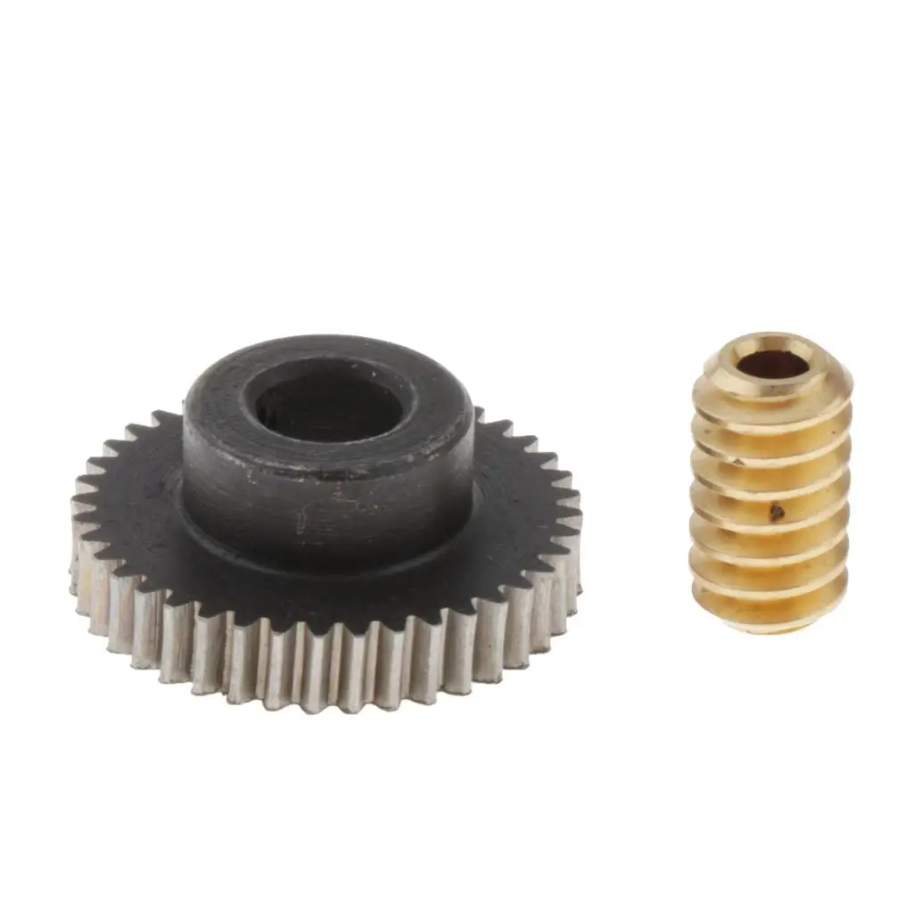 40T Steel Worm Gear Wheel + 6mm Hole Diameter Brass Worm Gear Shaft 0.5 Modulus Set 1:40 Reduction Ratio Drive Gear Box