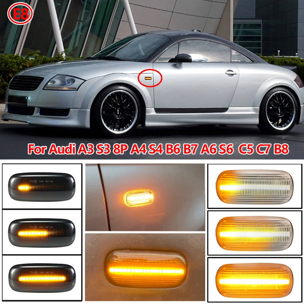 Clignotant dynamique LED fluide pour Audi A3, S3, 8P, A4, Gods, B8, B7, S4, RS4, Horizon Dock, C5, marqueur latéral, indicateur clignotant