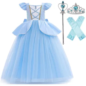 Cinderella cosplay for girls, princess dress with crown gloves, ball dress, children's clothes, birthday party, sequins, 3-10 8 Main Sales Cinderella - №3