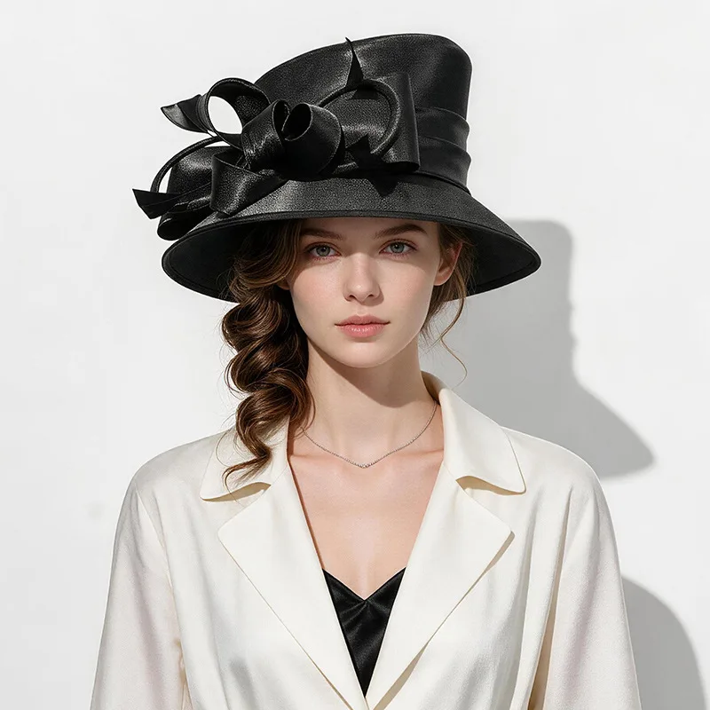 High-Quality Red Wedding Church Hat for Women, Pink Hat for Woman, Elegant Top Hat for Cocktail Party