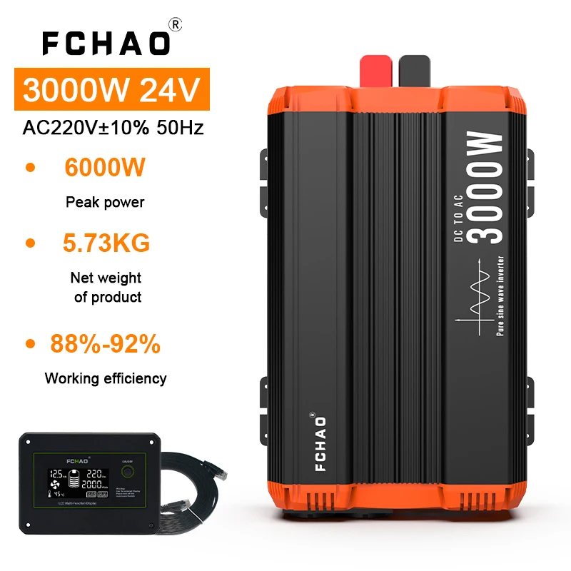 FCHAO pure sine wave inverter R-V 3000W 12V Power solar Converter with LCD display for home and car