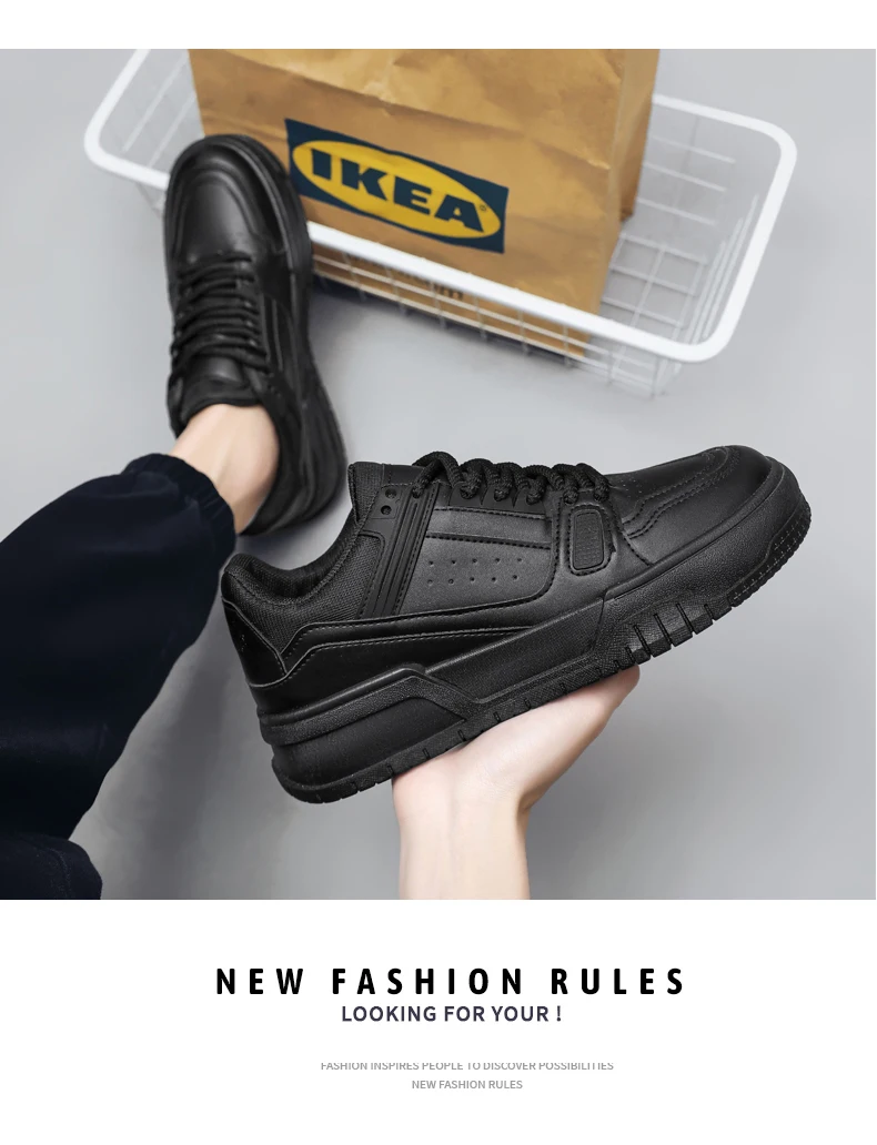 Herren Koreanische Freizeitschuhe mit Dicker Sohle für Alle Jahreszeiten, Weiche Rutschfeste Leichte Outdoor-Wanderschuhe, Flache Sportschuhe für Studenten – Detail 14