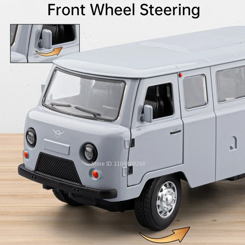1:18スケール ロシア製UAZトラベラー 車模型 おもちゃ メタルダイキャスト プルバック サウンドライト付き ステーションワゴン バンモデル 装飾品 ギフト