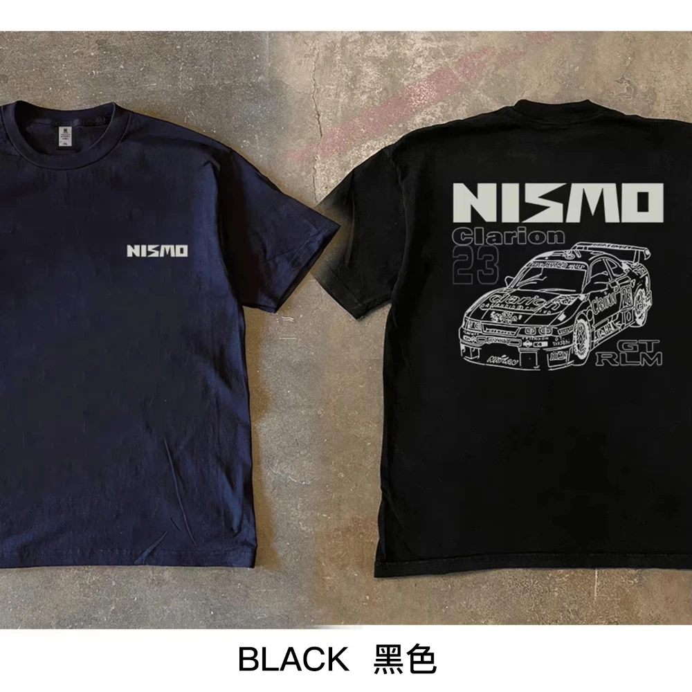 2026 Vintage Oversized T‑Shirt For JDM Retro Race Car Double Sided Front Back Print Theme Art Loose Short Sleeve Street Tee