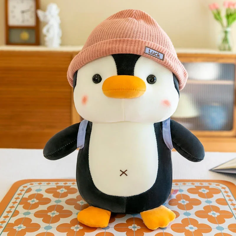 Rucksack Kleine Pinguin Puppe Plüschtiere Tragen Hut Pinguin Komfort Schlaf Begleiter Wurfkissen Geburtstagsgeschenk