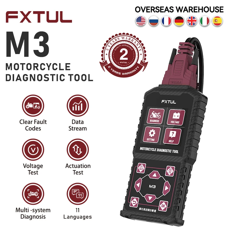 FXTUL M3 новейший стиль A/B/C многоязычный диагностический сканирующий инструмент для мотоцикла для YAMAHA KYMCO VESPA HONDA PK Jdiag M100