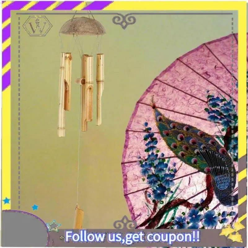 New 1 PCS Wind Chime Light Color Five Tube As Shown Bamboo Garden & Home Hanging Door Decoration