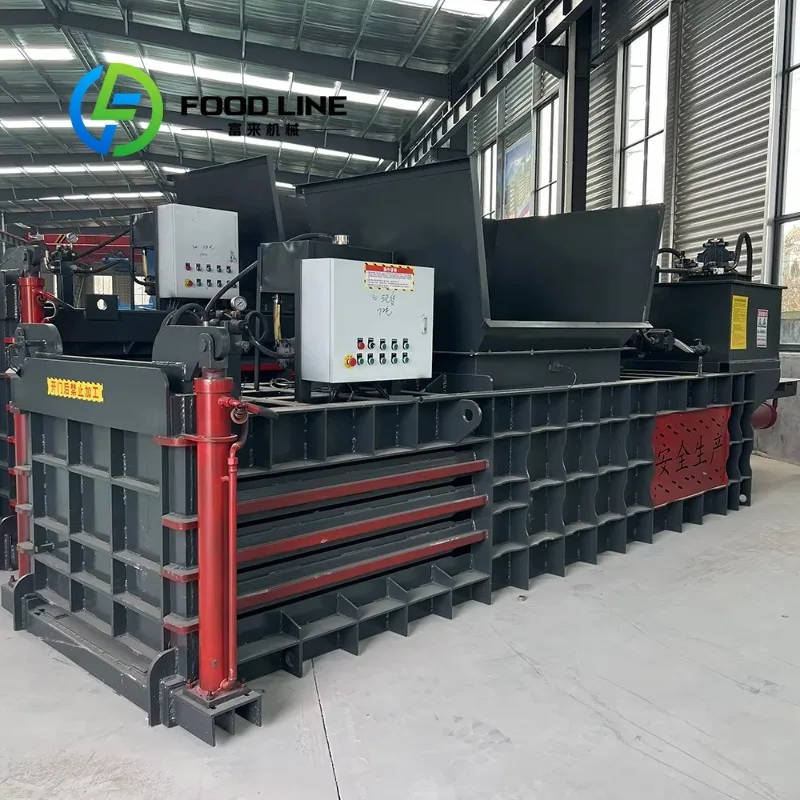 Horizontal Hydraulic Baler Adjustable Baling Pressure Recycling Machine For Plastic Film Fiber And Waste Carton Compression