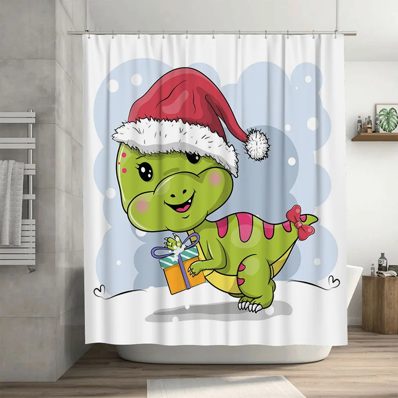 

TU милая занавеска для душа с динозавром, детский декор для ванной комнаты, моющаяся ткань с мультяшным животным узором, забавный подарок для подростка, декор для детской комнатыWhim