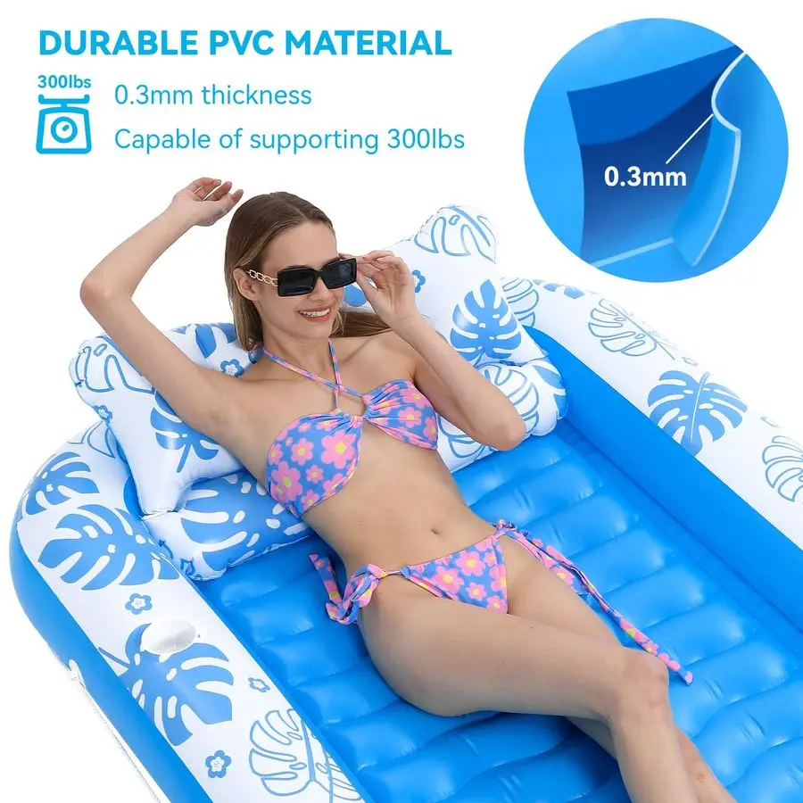 Bruiningsbad ligstoel vlotter met cervicaal kussen zwembad drijft volwassene voor zonnebaden, achtertuin, zwembadfeest opblazen ballenbak voor Babi