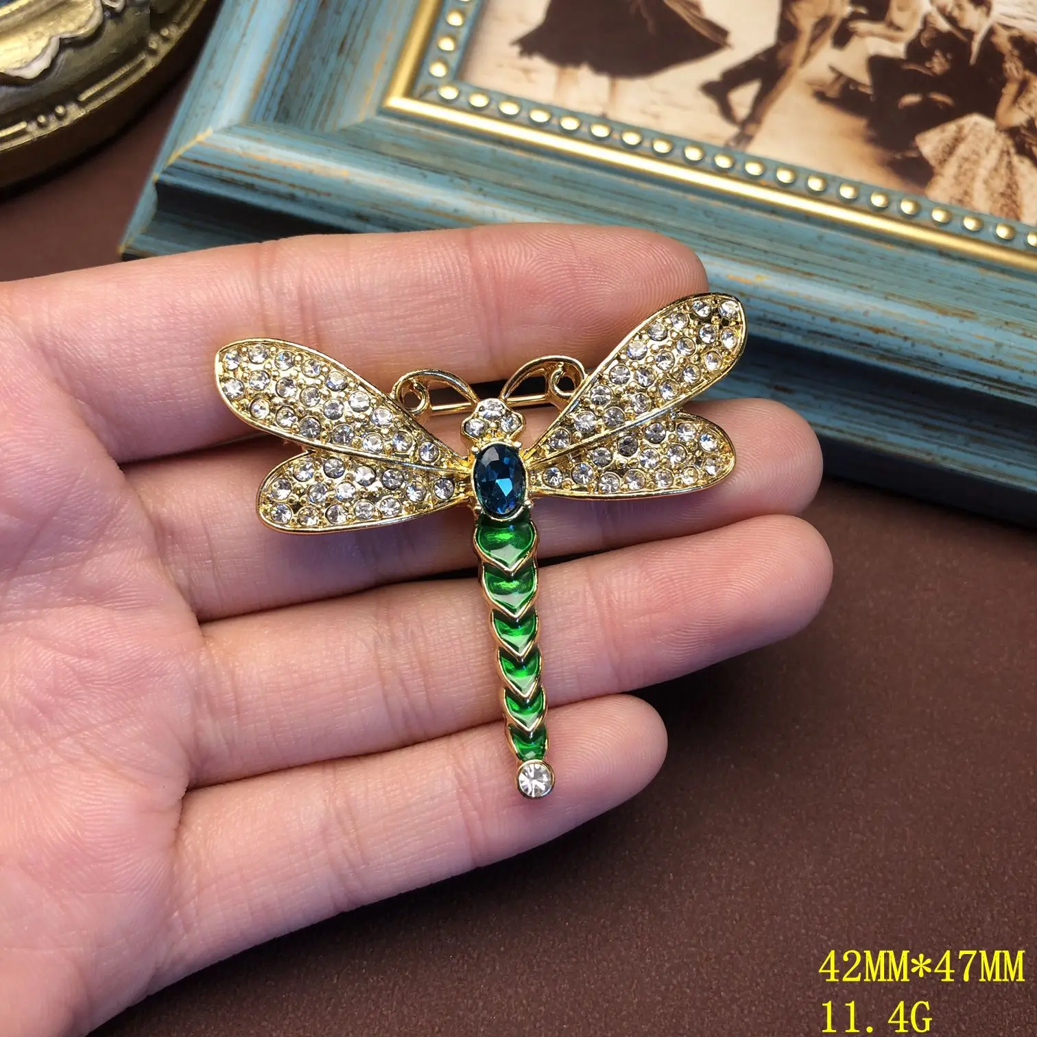 خمر حجر الراين اليعسوب قلادة النحاس قلادة أنيقة بروش #4