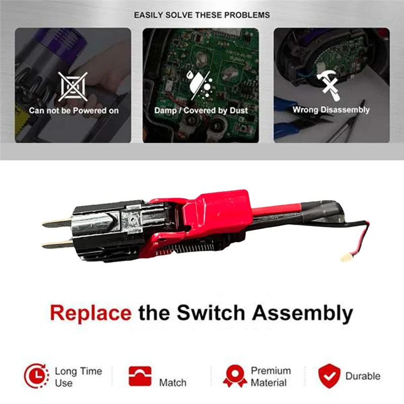 ABUS-استبدال الزناد الجمعية ل دايسون V10/V11/SV12/SV14 فراغ المرفقات انقر في نوع البطارية الزناد زر التبديل