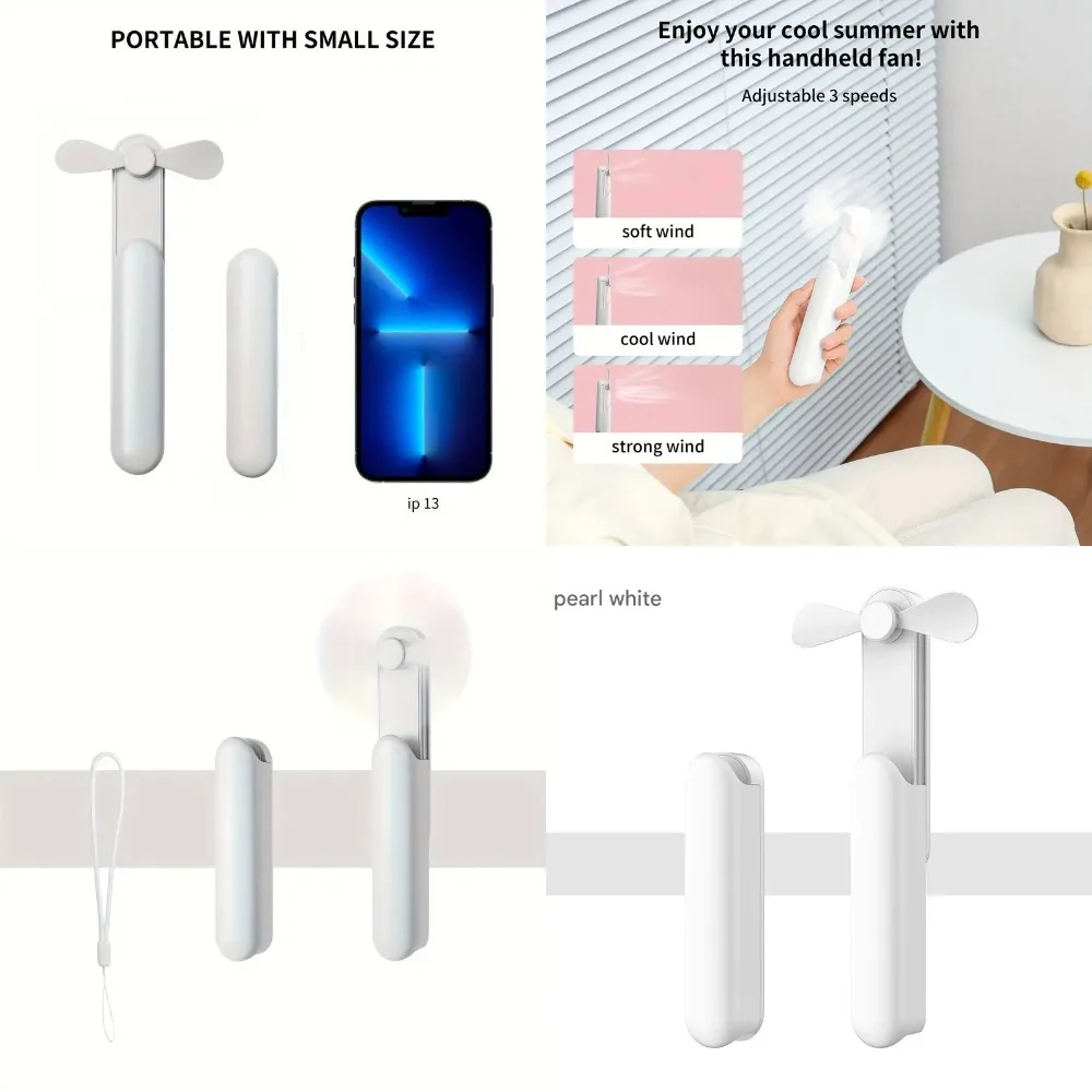 

Портативный перезаряжаемый мини-USB-вентилятор с аккумулятором емкостью 2000 мАч, Type-C, 3 скорости, складной для iPhone/Android, идеально подходит для путешествий, выхода