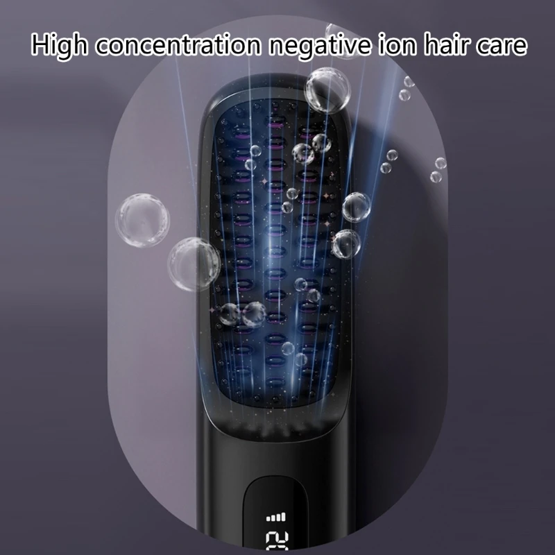 فرشاة تمليس الشعر، مشط عملي للشعر، تسخين سيراميك كهربائي، مشط شعر مستقيم قابل لإعادة الشحن