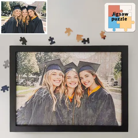 【Custom】Framed Wooden Puzzles, Custom Graduation Photo Puzzles as Gifts, Personalized, Multiple Color Sizes Wooden Frames, Gifts