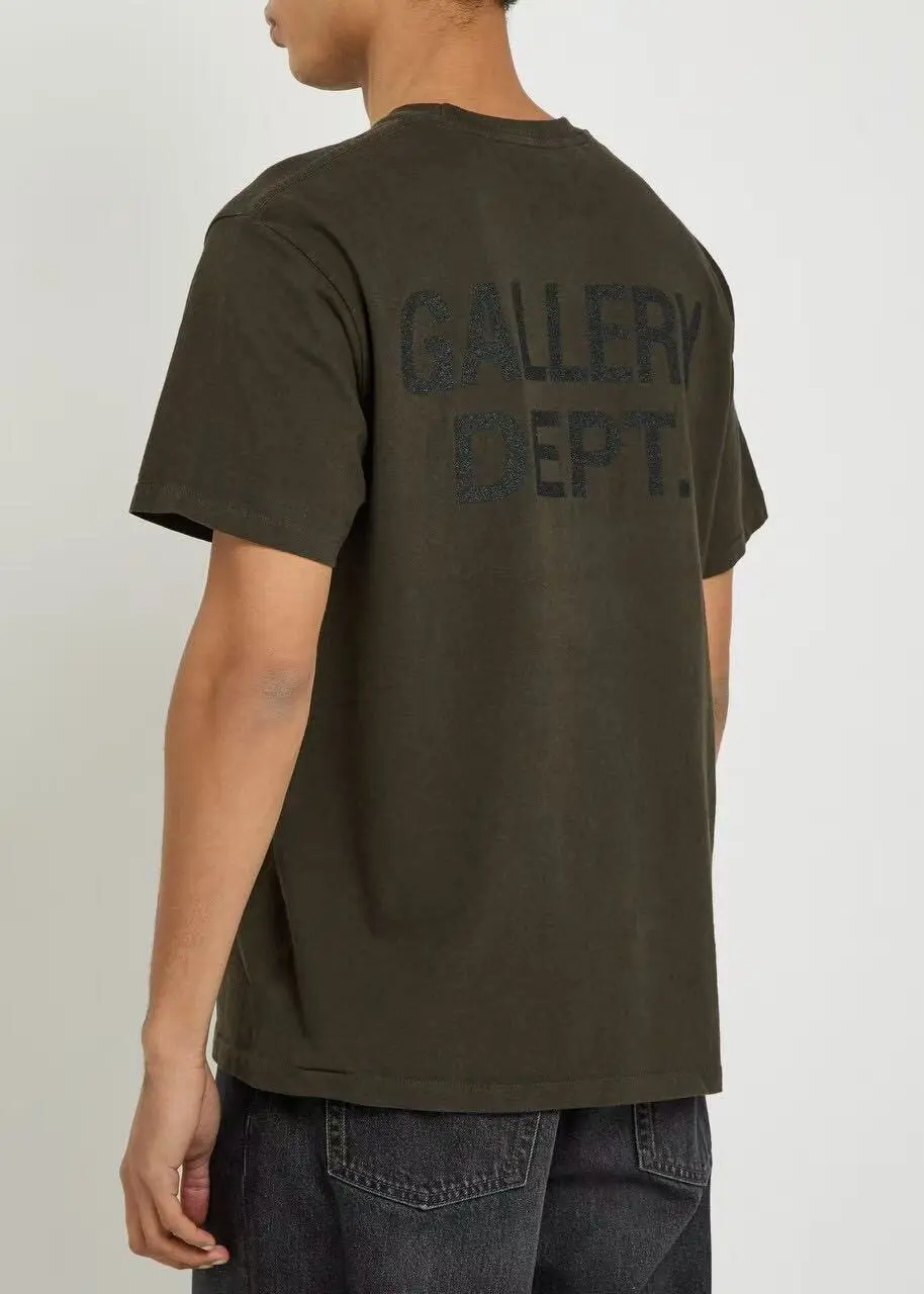 Gallery Dept Black Letter Dark Brown Basic Short Sleeve Tee