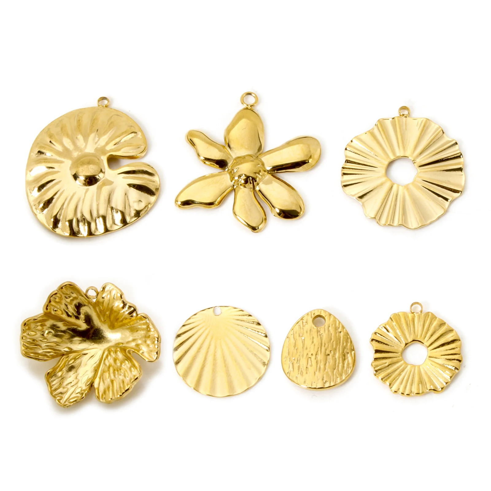 2 قطعة موضة هندسية 304 دلايات من الفولاذ المقاوم للصدأ لصنع المجوهرات 18K مطلية بالذهب الحقيقي زهرة قلادة قلادة Findings بها بنفسك النتائج