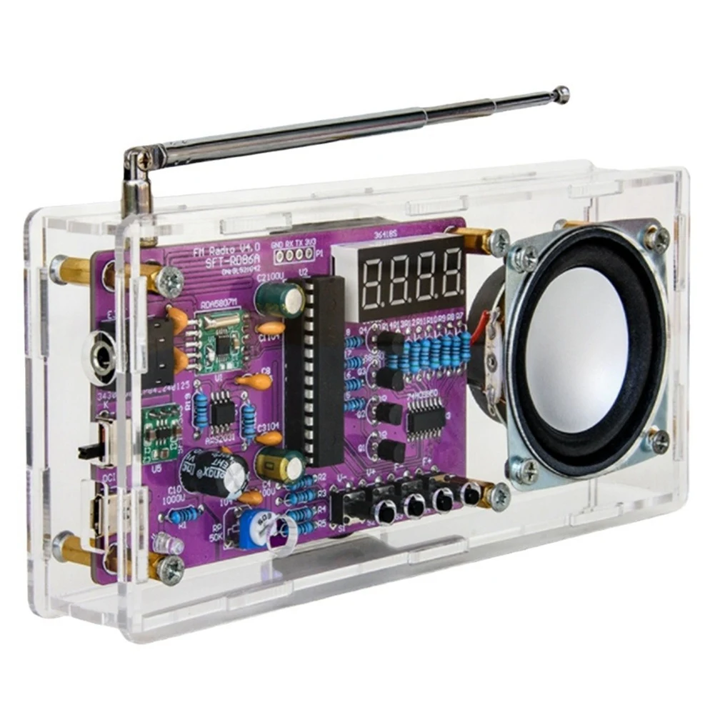 DIY FM Radio Electronic Kit Adjustable Frequency 87.5-108MHz with Sspeaker Digital Display DIY Soldering Project B-A74P