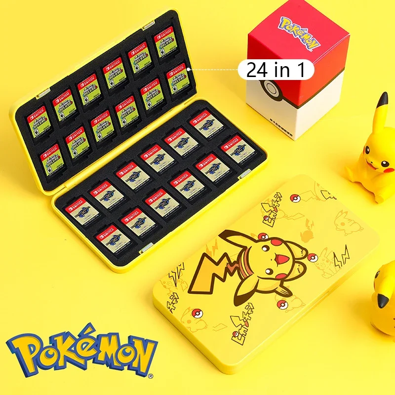 24 In 1 Pokemon Pikachu Game Card Storage Box for Nintendo Switch Cute Anime High-capacity NS Game Card Storage Box Accessories