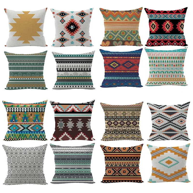 4Pcs Geometric Bohemia Pattern Cushion Cover Single-Sided Printing Home Life Decoration Pillowcase