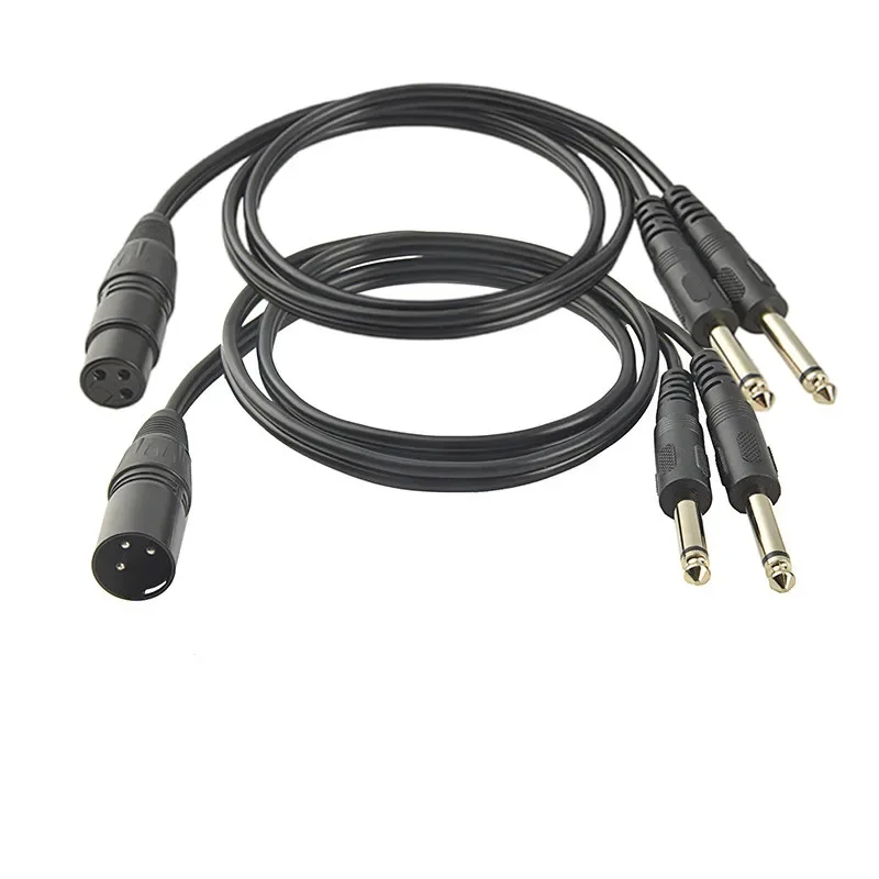 Kabel XLR 3-pinowy męski na podwójne gniazdo 6,35 mm 3P żeński na 2 x 6,5 mm Kabel audio do mikrofonów Głośniki Konsole dźwiękowe Wzmacniacz 1 m